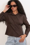 20231 Slim Fit Poplin Gömlek - Kahverengi