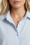 Kadın Bebe Mavi Siyah Çizgili Oversize Uzun Basic Gömlek 3900