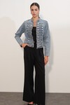 Kadın Dar Kesim Düğmeli Denim Ceket 0764 - Mavi