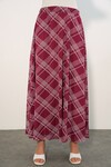 Kadın Desenli Astarlı Etek 8075 - D. Bordo