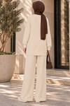 Kadın Desenli Oversize Tunik Pantolon İkili Takım 55462 - Krem