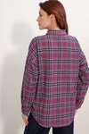Kadın Ekose Desen Oversize Oduncu Gömlek 3854 Mor