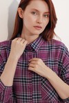 Kadın Ekose Desen Oversize Oduncu Gömlek 3854 Mor