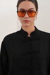 Kadın Oversize Gömlek Pantolon Keten İkili Takım 30126 - Siyah
