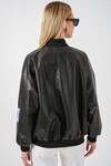 Merterium 0698 Baskılı Suni Deri Bomber Ceket - Bordo
