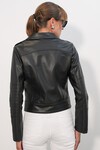 Merterium 1025 Suni Deri Biker Ceket - Siyah