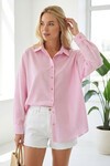 Merterium 3900 Oversize Kareli Gömlek - Y.Pembe