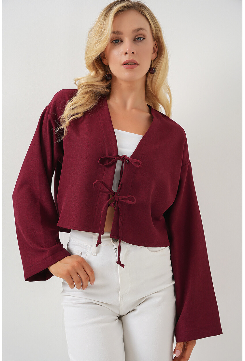 Önü Bağlamalı Keten Kimono 960