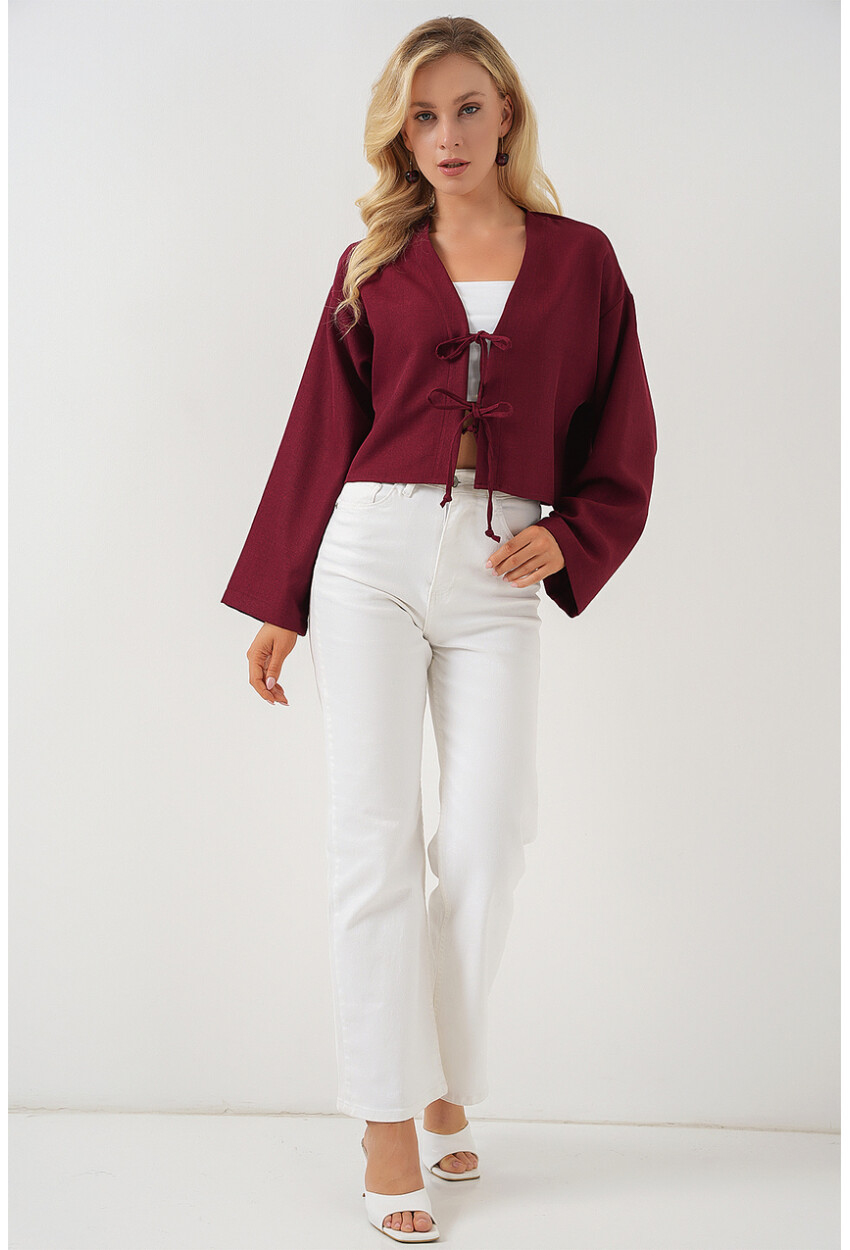 Önü Bağlamalı Keten Kimono 960