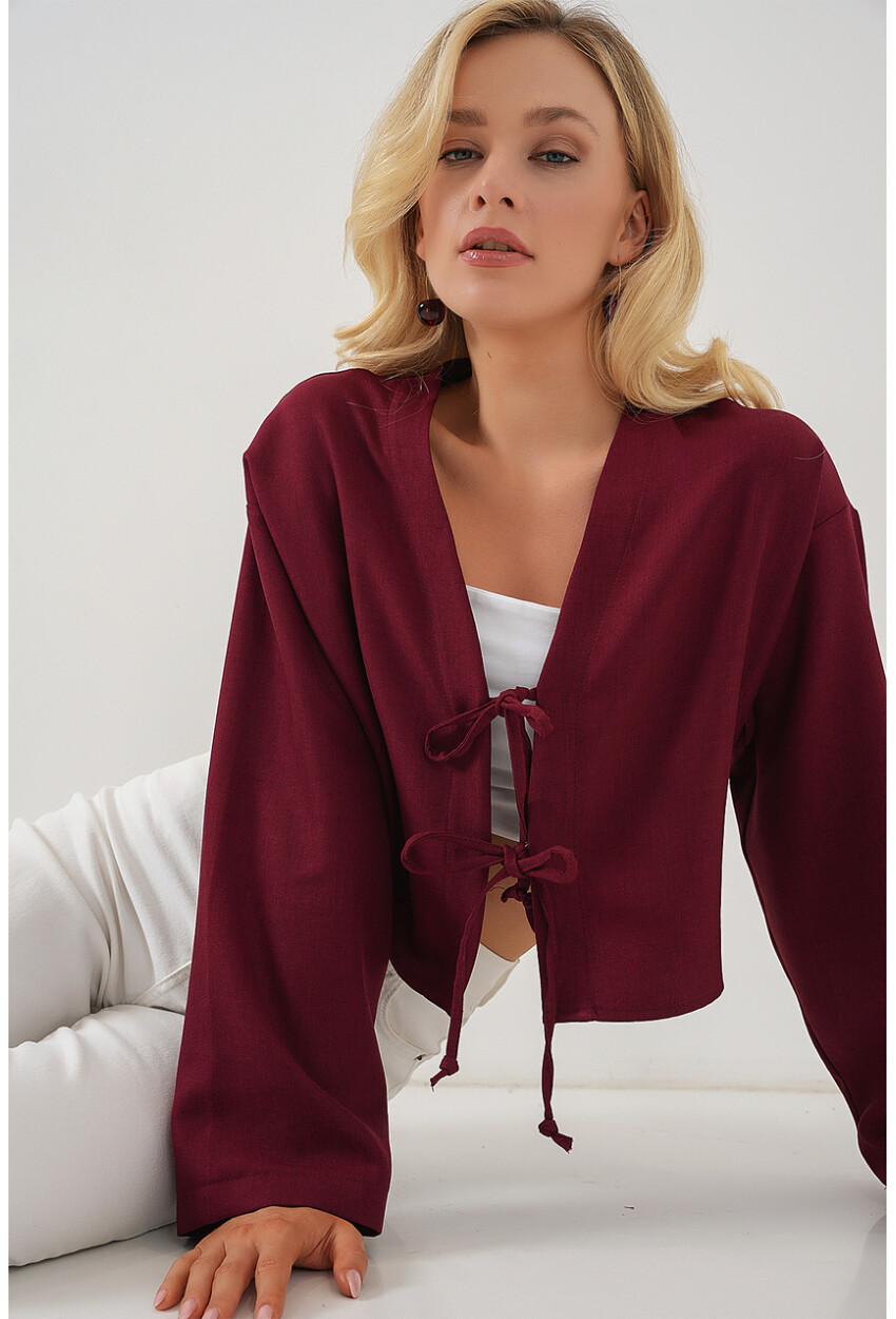 Önü Bağlamalı Keten Kimono 960