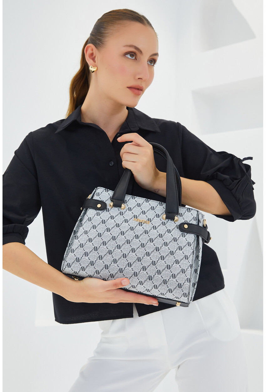 010157 Patterned Strappy Shoulder Bag