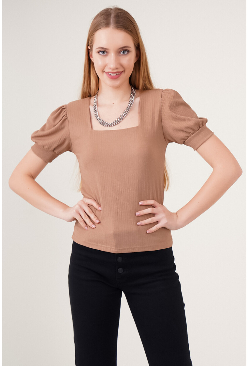 0409 Square Neck Knit Blouse