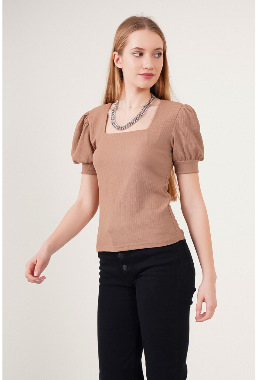 0409 Square Neck Knit Blouse