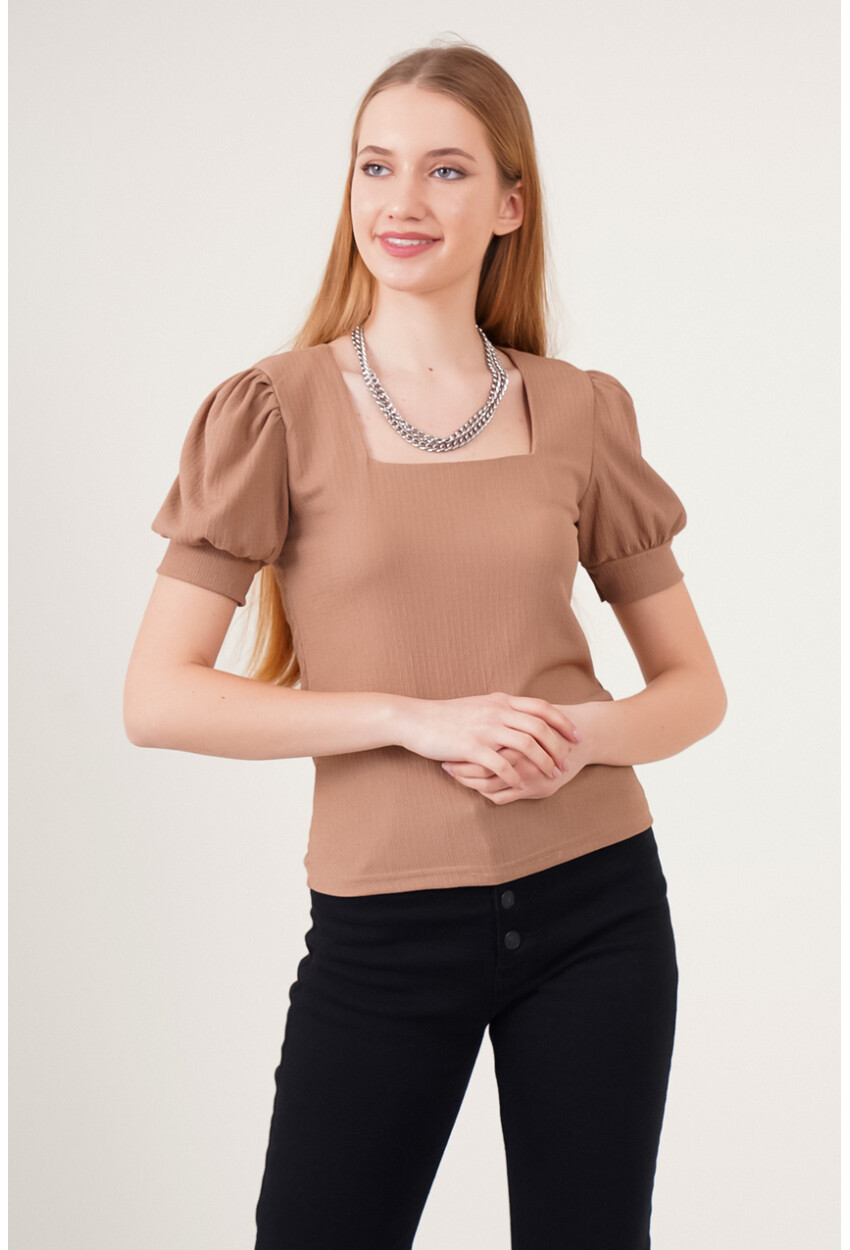 0409 Square Neck Knit Blouse