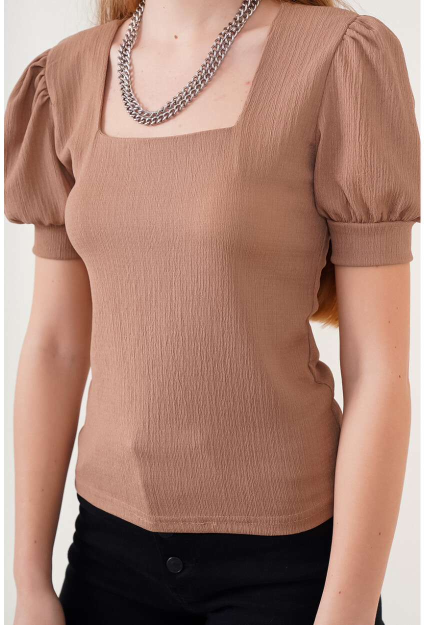 0409 Square Neck Knit Blouse