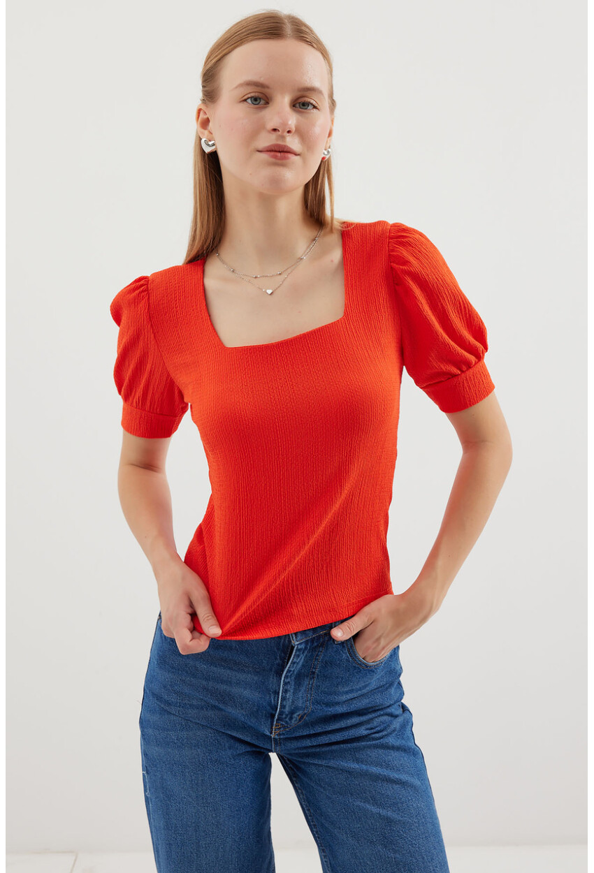 0409 Square Neck Knit Blouse