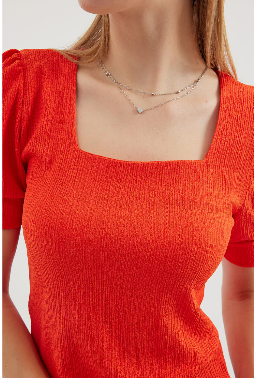 0409 Square Neck Knit Blouse