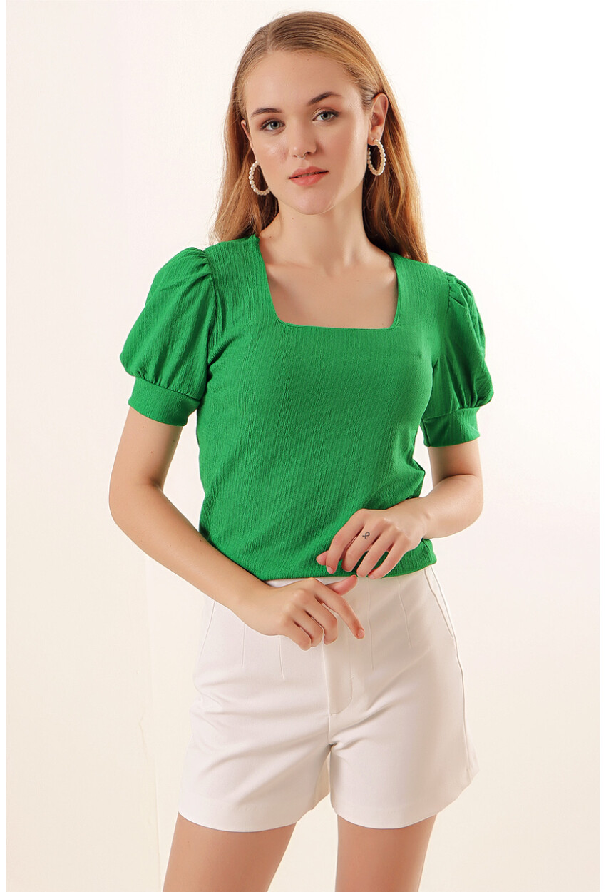 0409 Square Neck Knit Blouse