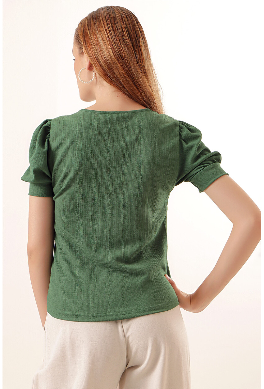 0409 Square Neck Knit Blouse