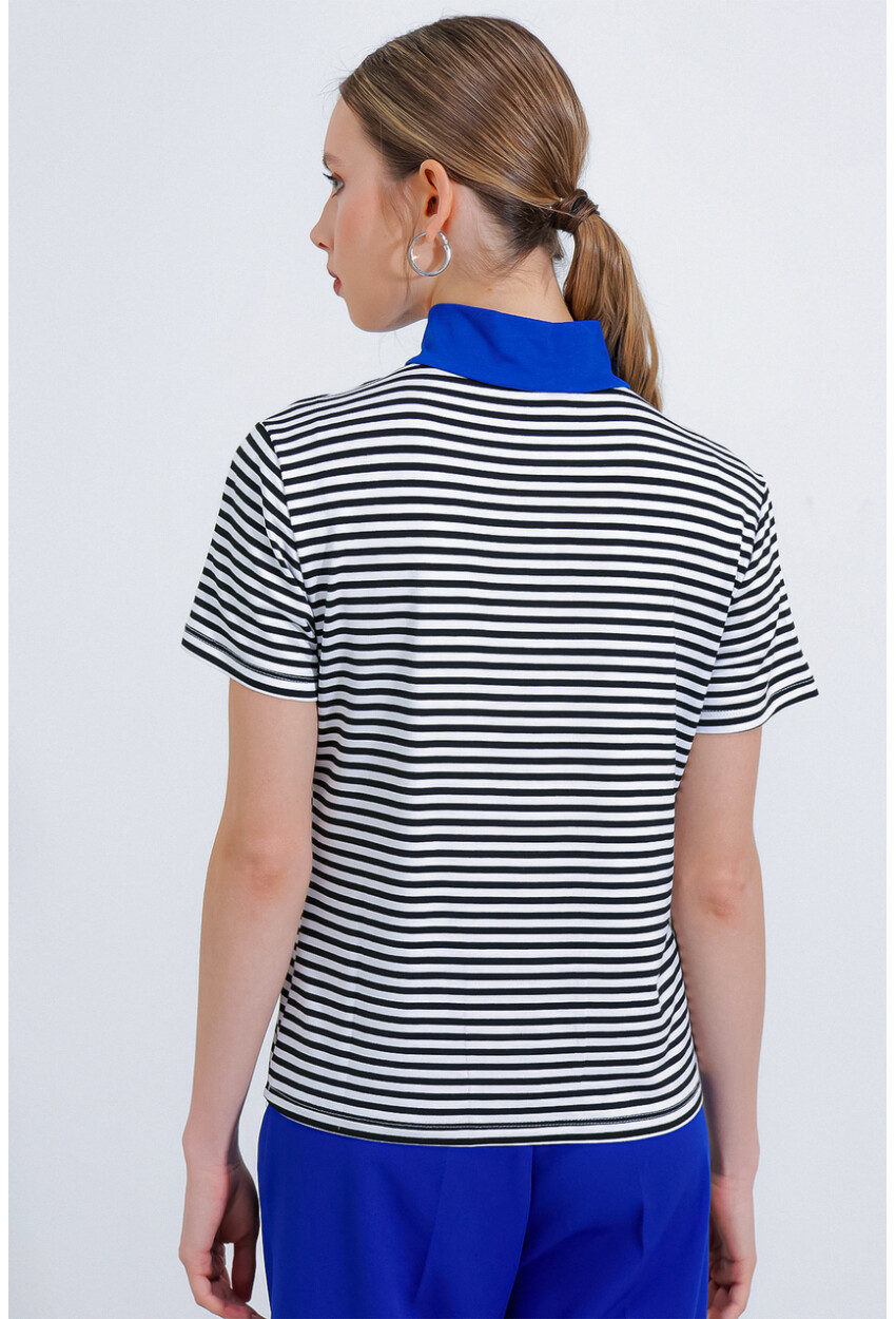 0497 Polo Collar Striped T-Shirt