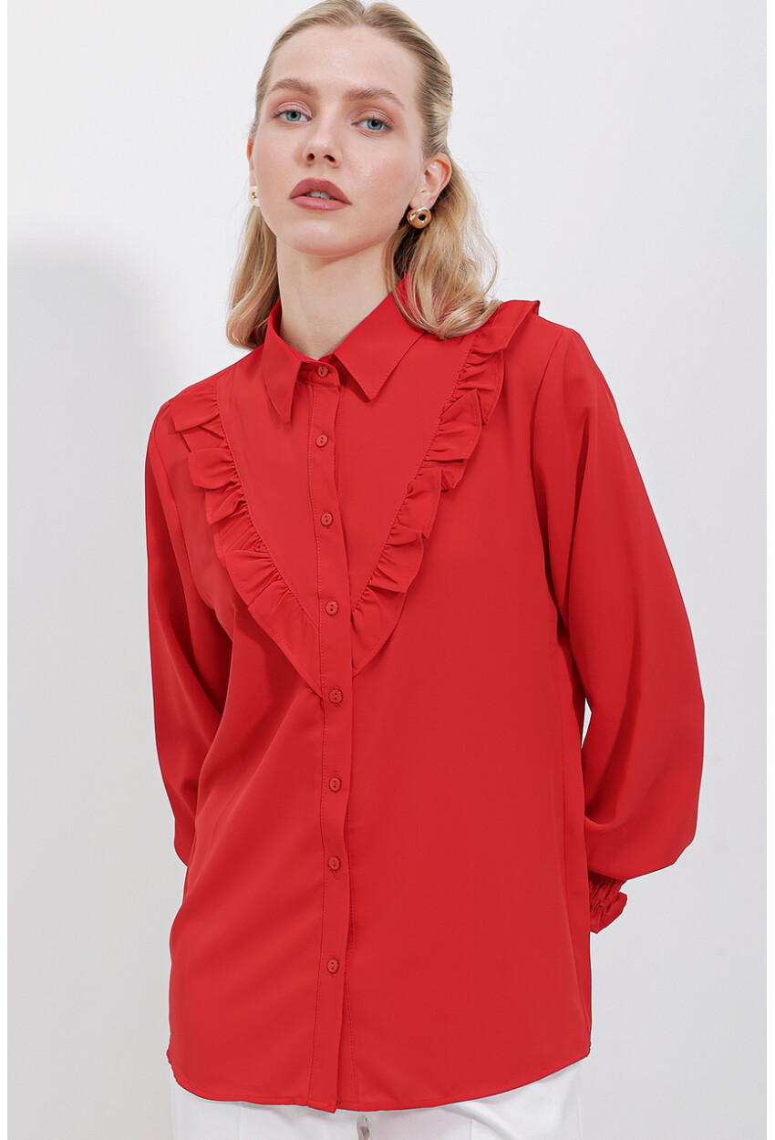 20223 Long Sleeve Shirt With Ruffles