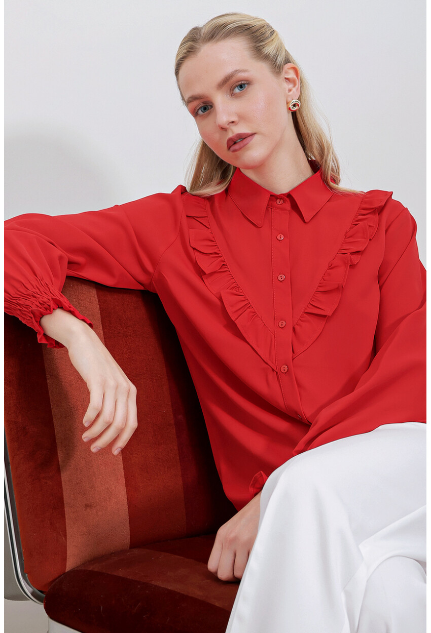 20223 Long Sleeve Shirt With Ruffles