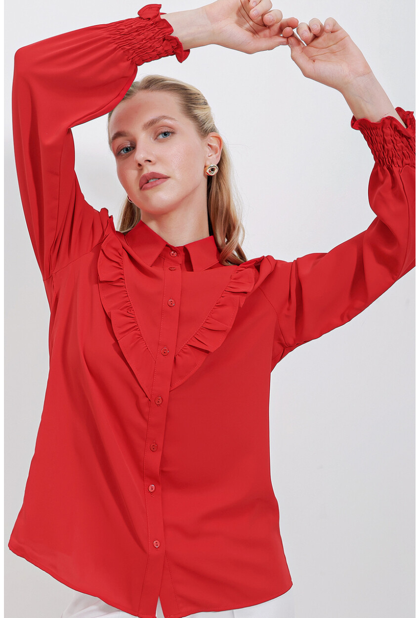 20223 Long Sleeve Shirt With Ruffles