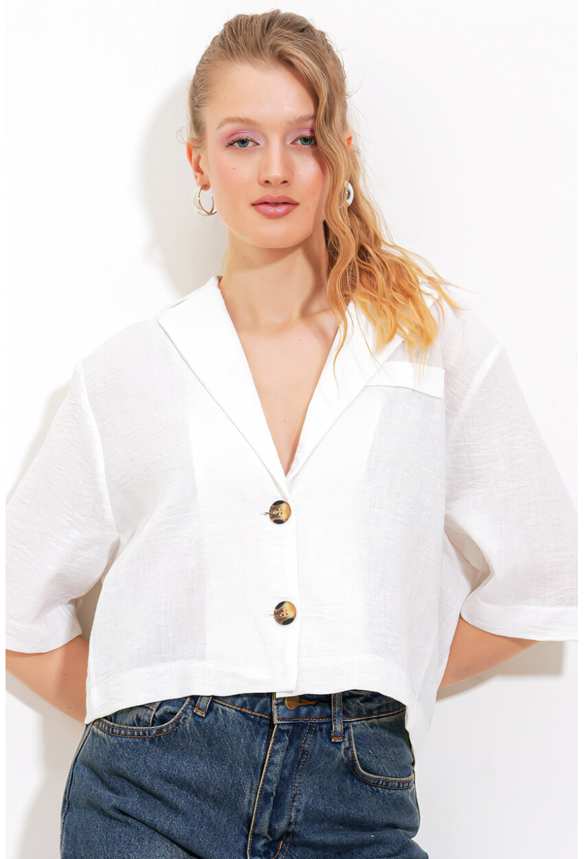 0706 Crop Linen Jacket