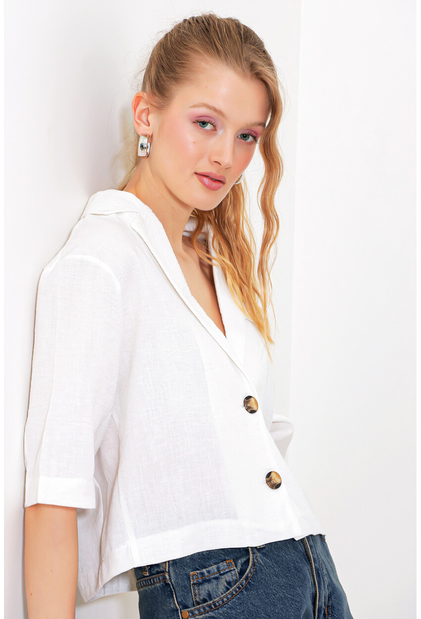 0706 Crop Linen Jacket