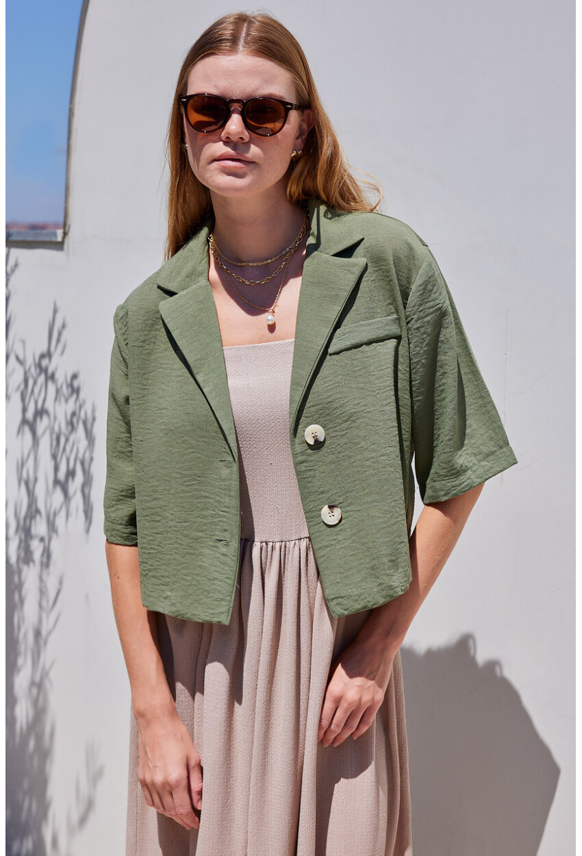 0706 Crop Linen Jacket