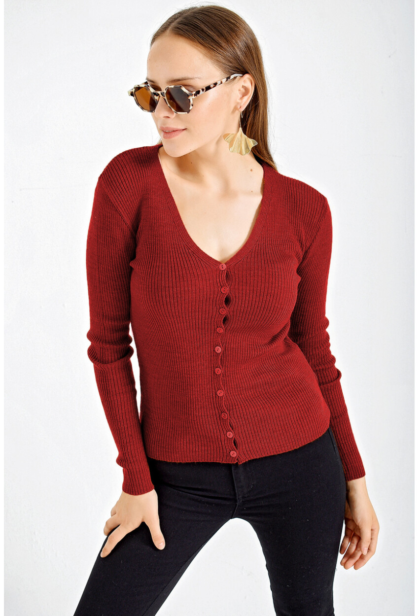 10297 Buttoned Knit Cardigan