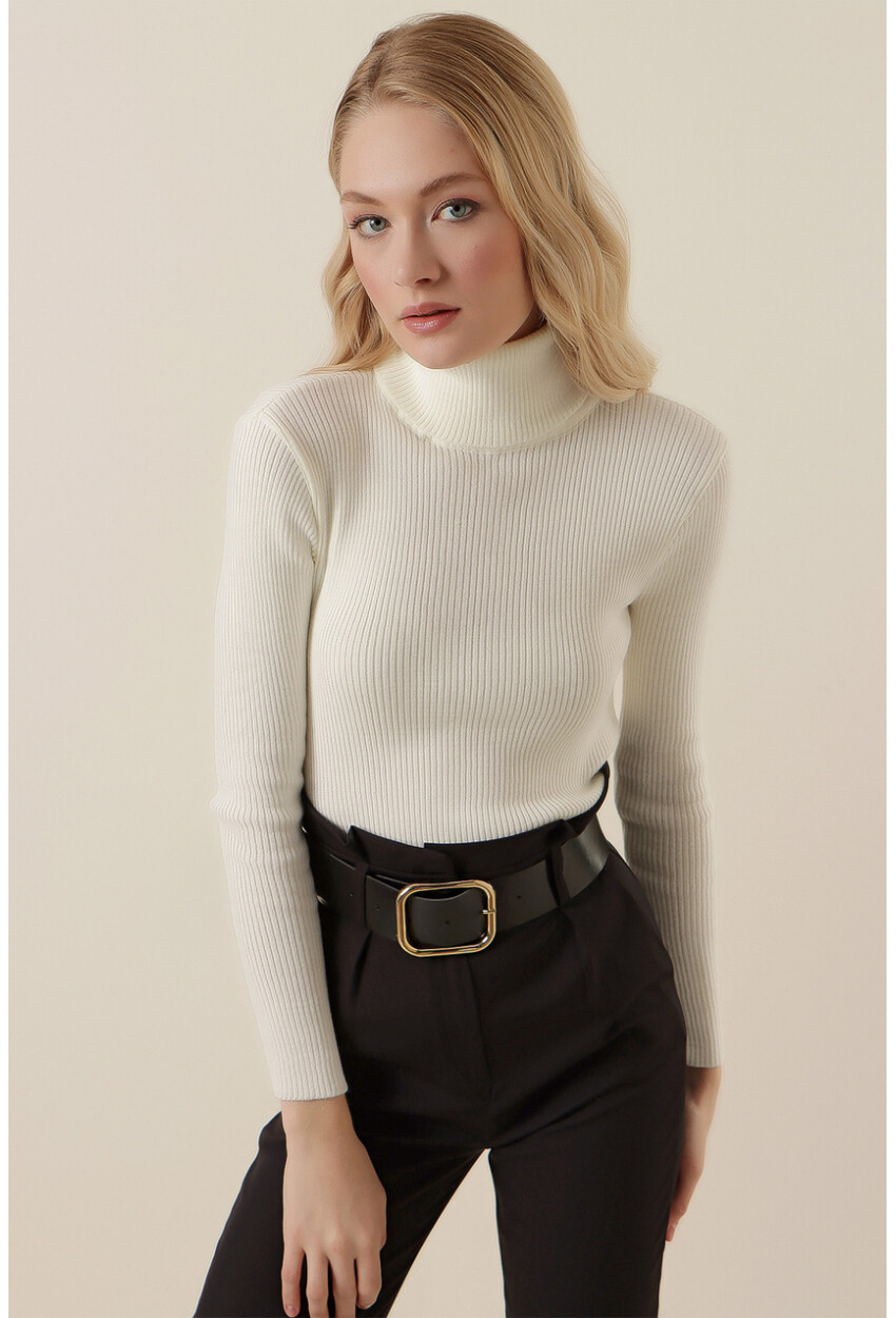 15796 Turtleneck Ribbed Sweater