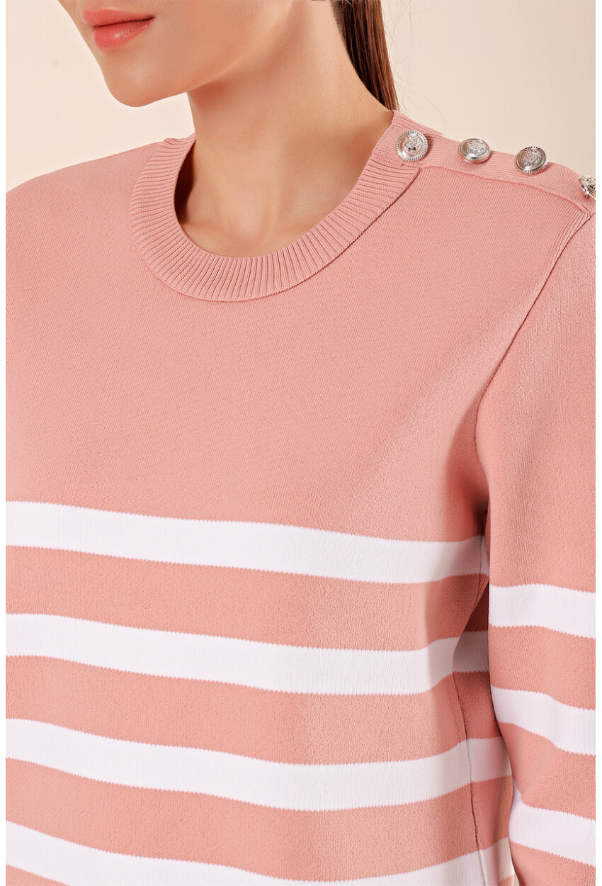 15820 Striped Sweater With Buttons