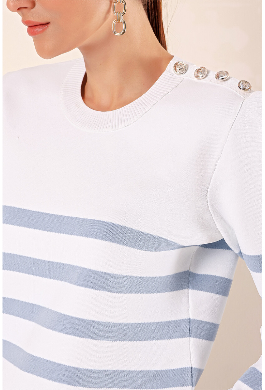 15820 Striped Sweater With Buttons