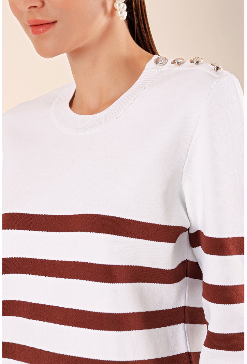 15820 Striped Sweater With Buttons