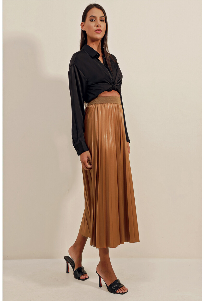 1894 Pleated Skirt With Leather-Look