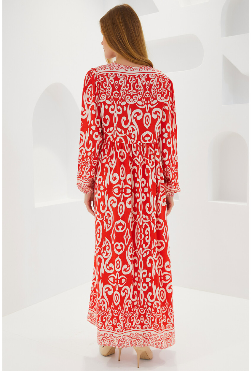 1947 Patterned Long Dress