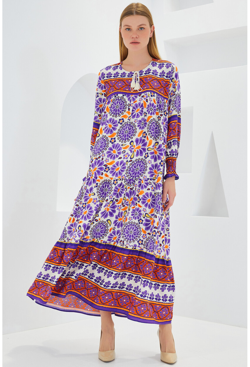 1947 Patterned Long Dress