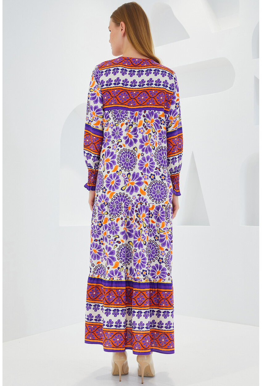 1947 Patterned Long Dress