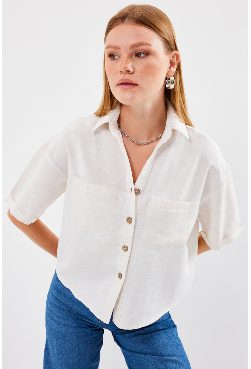 20180 Double Pocket Linen Shirt