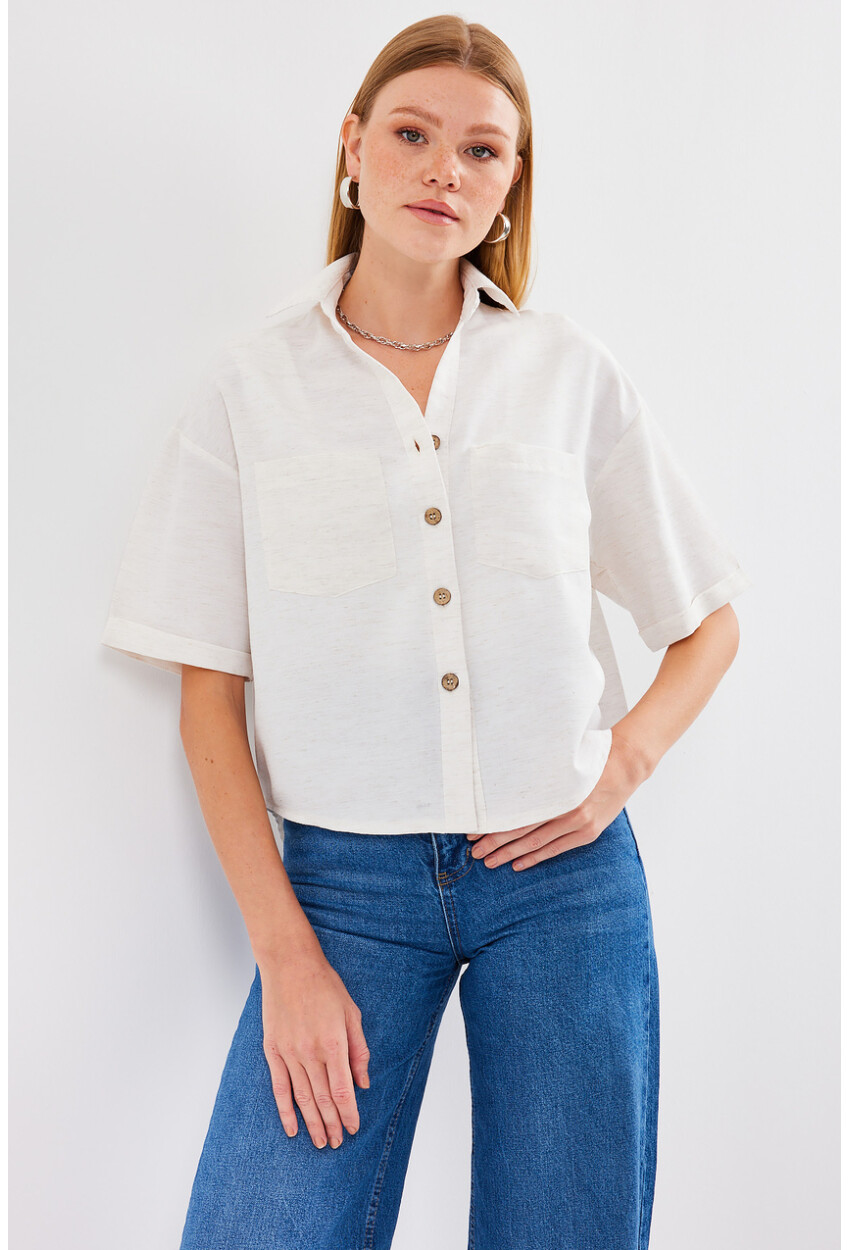 20180 Double Pocket Linen Shirt