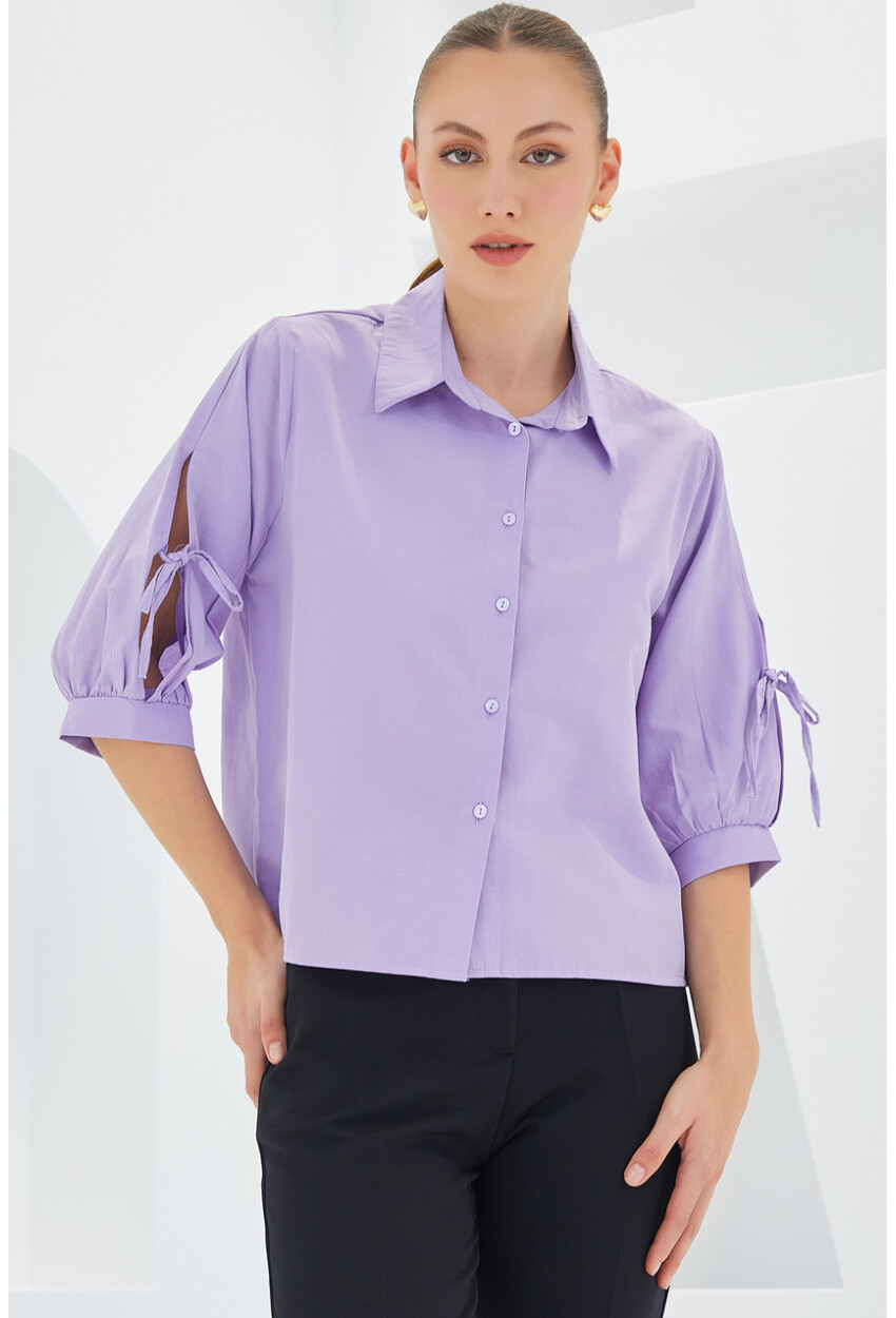 20246 Cropped Shirt With Sleeve Detail