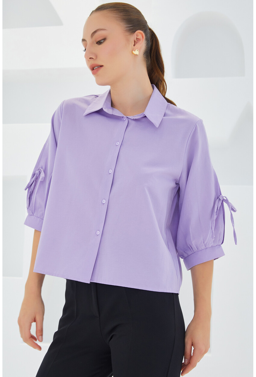 20246 Cropped Shirt With Sleeve Detail