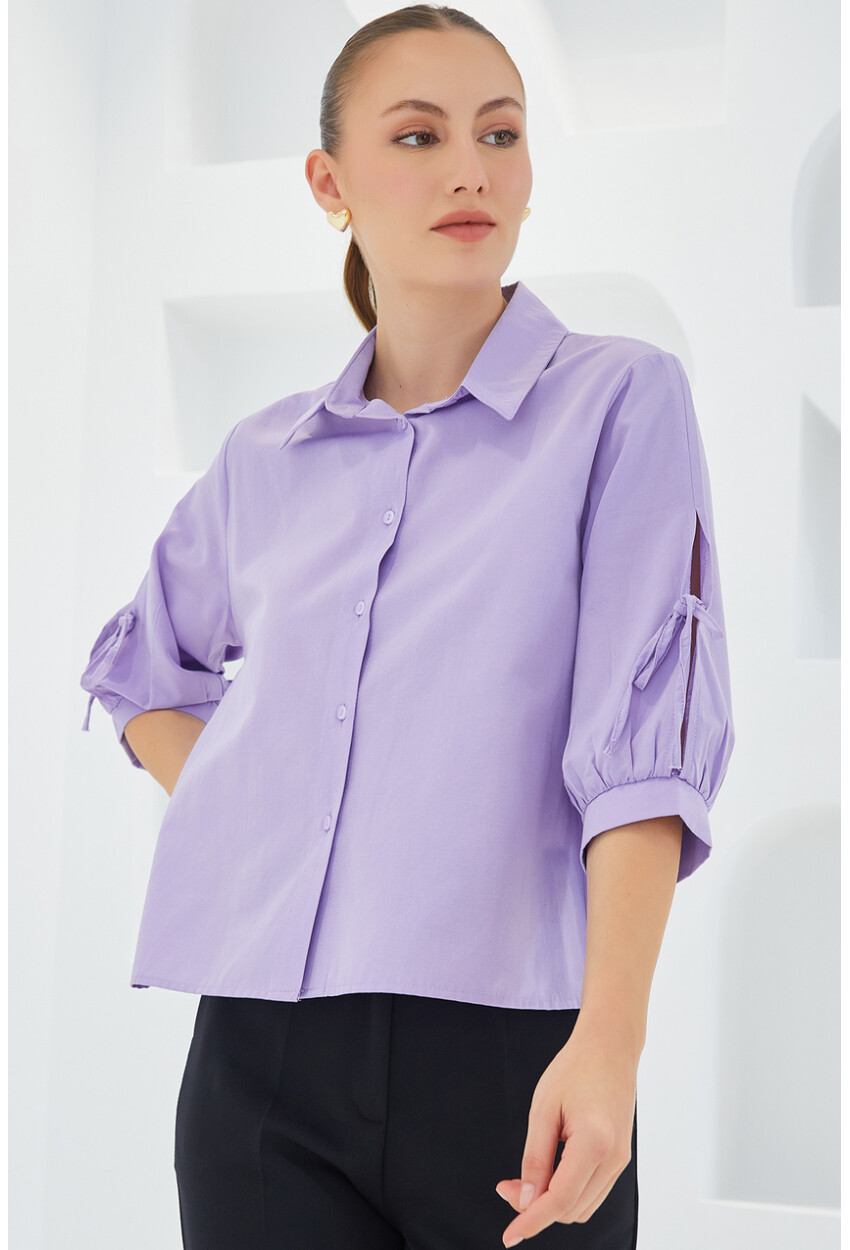 20246 Cropped Shirt With Sleeve Detail