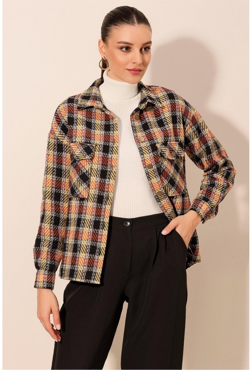 3854 Plaid Shirt With Double Pocket