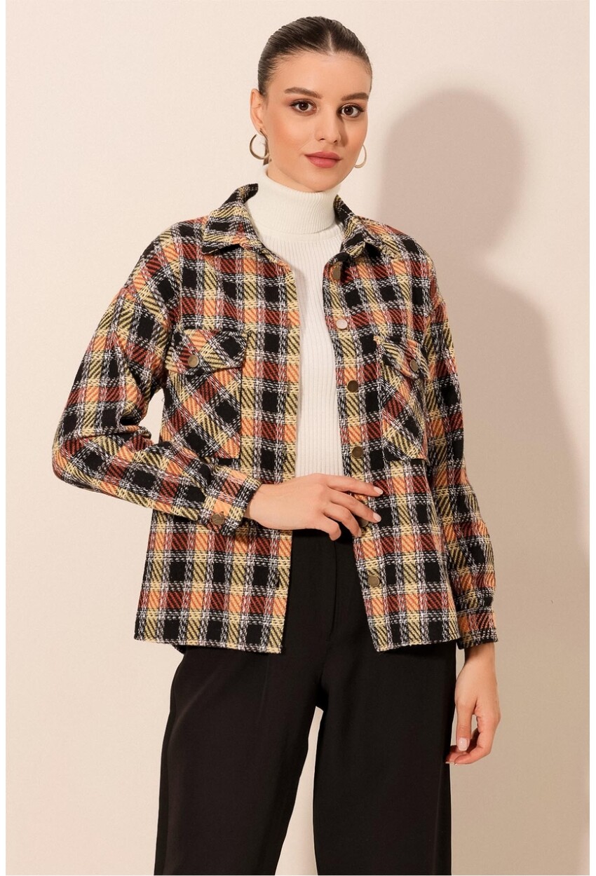 3854 Plaid Shirt With Double Pocket