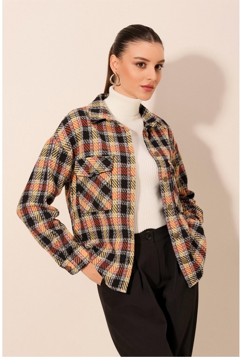 3854 Plaid Shirt With Double Pocket