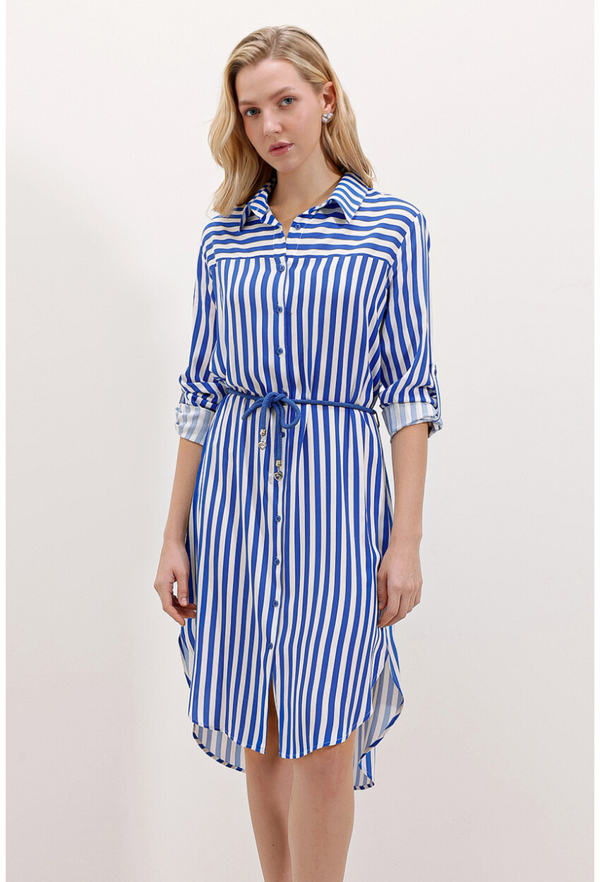 5629 Striped Dress With Belt