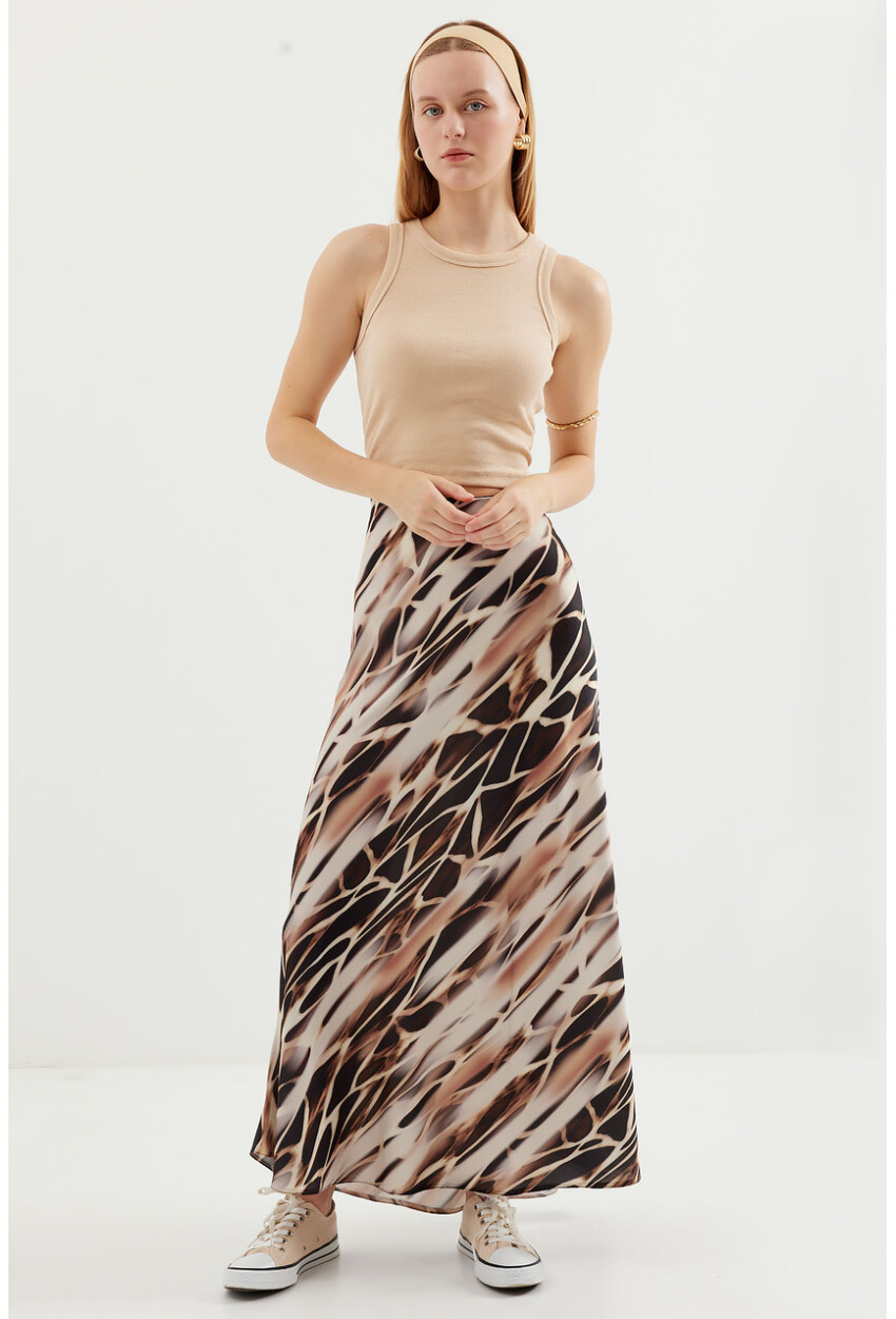 Womens Patterned Satin Skirt 15877