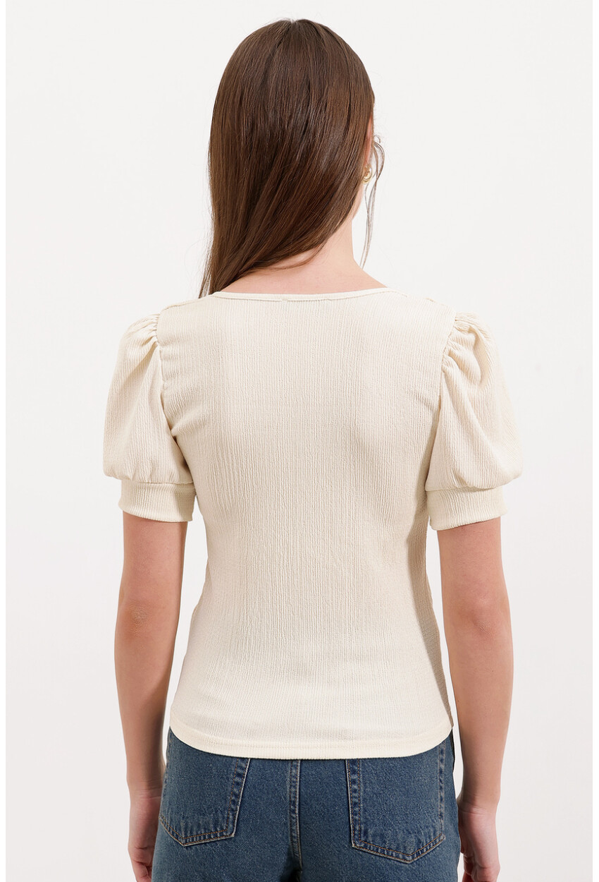 0409 Square Neck Knit Blouse